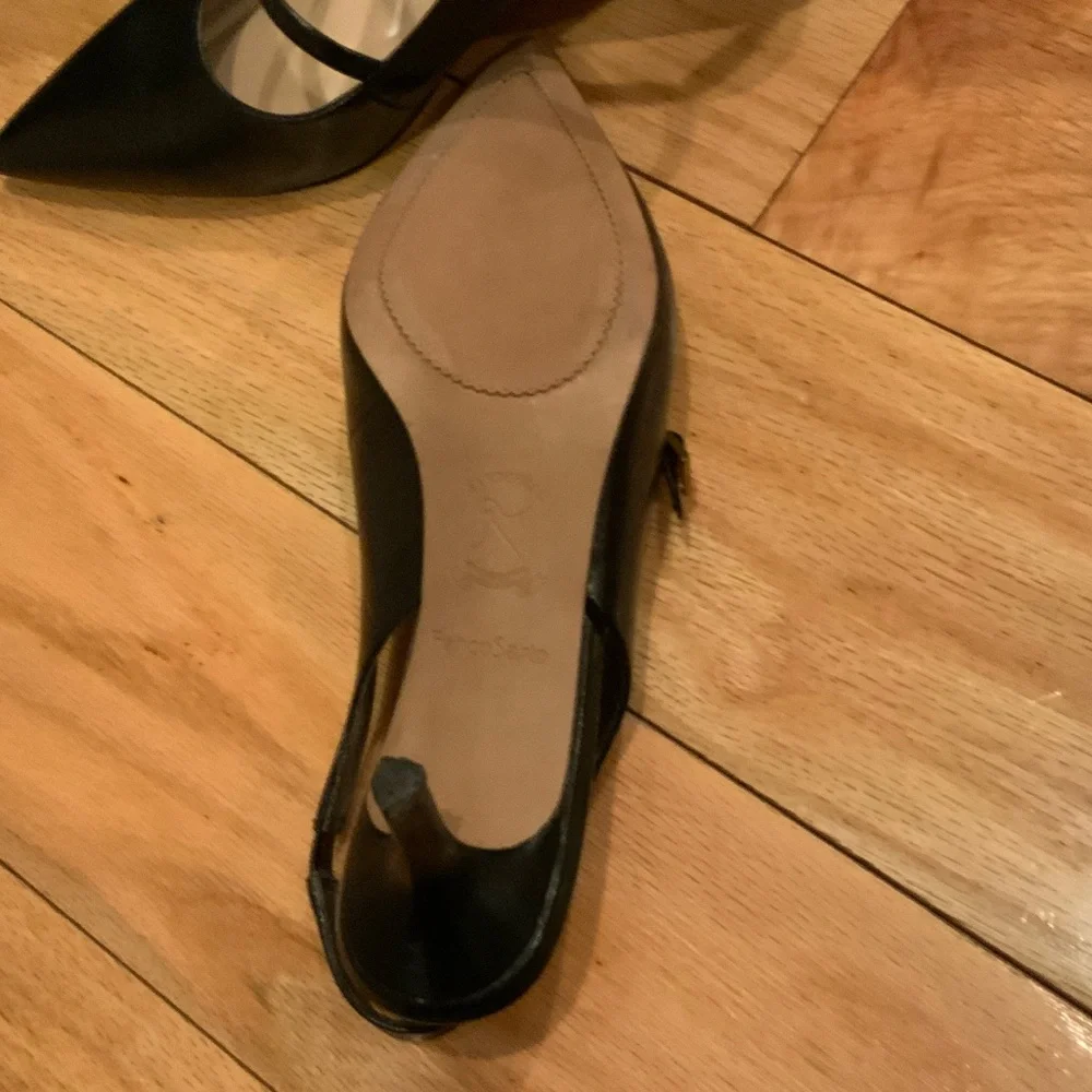 Franco Sarto Black Leather Slingback Heels - Picture 5 of 12
